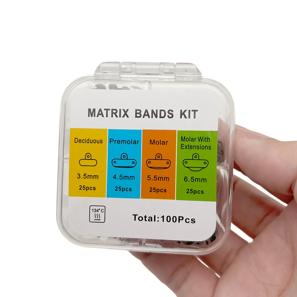 العصابات مصفوفة الأسنان الاقسام احيط المعادن 3.5 4.5 5.5 6.5 مللي متر أدوات ترميم الأسنان لوازم طب الأسنان