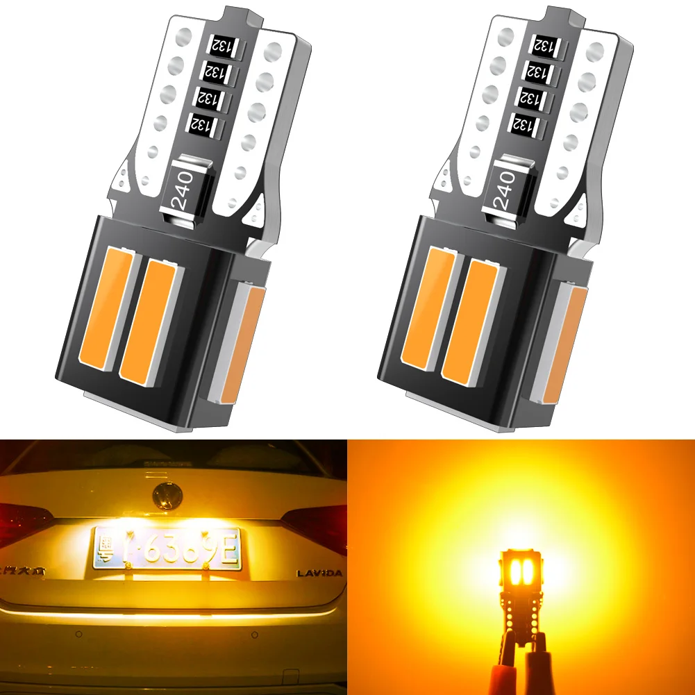 

2Pcs High Quality T10 W5W Amber 7020SMD LED Car Interior Reading Dome Light Marker Lamp 12V 168 194 LED Auto Wedge Parking Bulbs