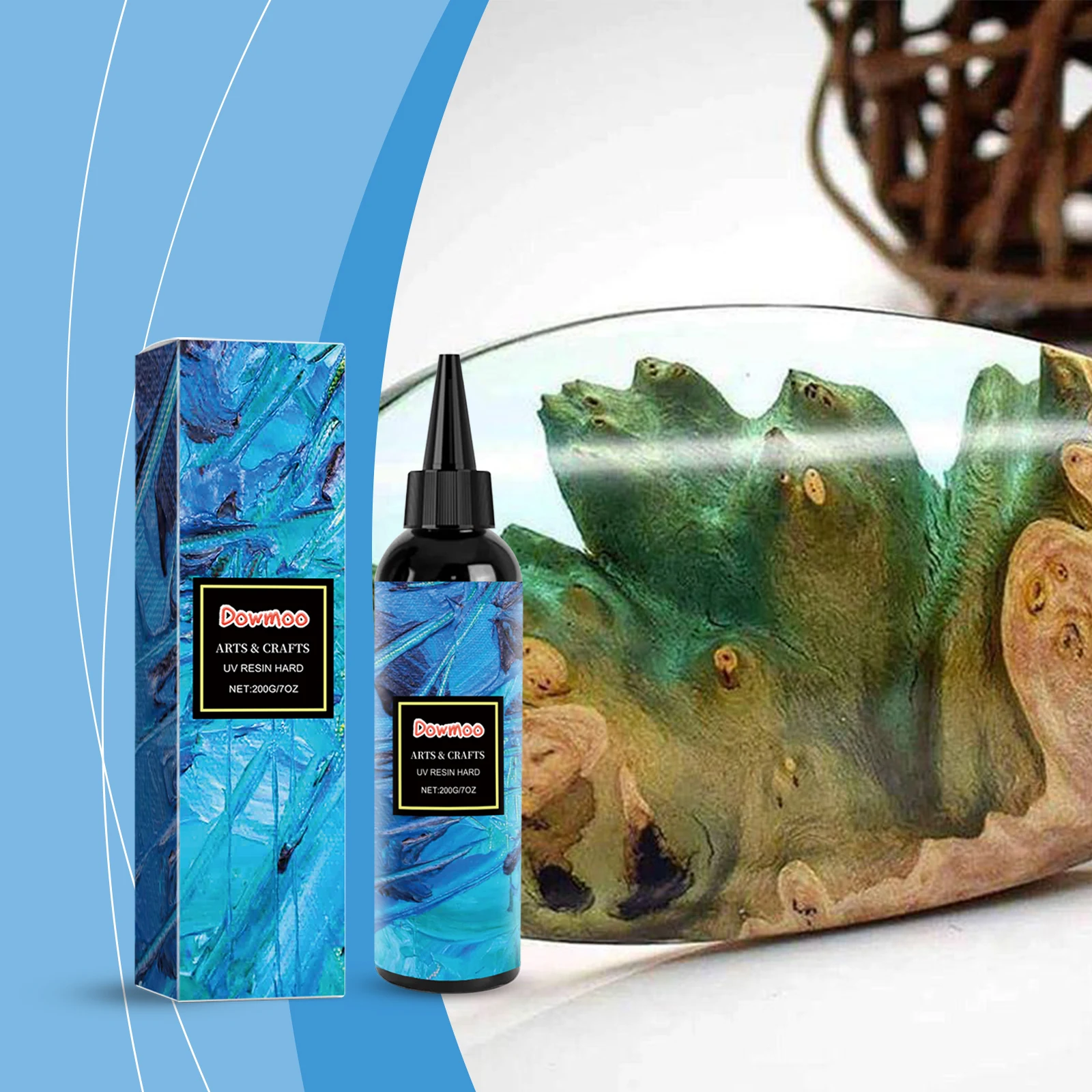 200g UV Resin Clear,Hard,Upgraded Crystal Clear Epoxy Resin Up Premixed UV Cure Resin for Craft Jewelry Making
