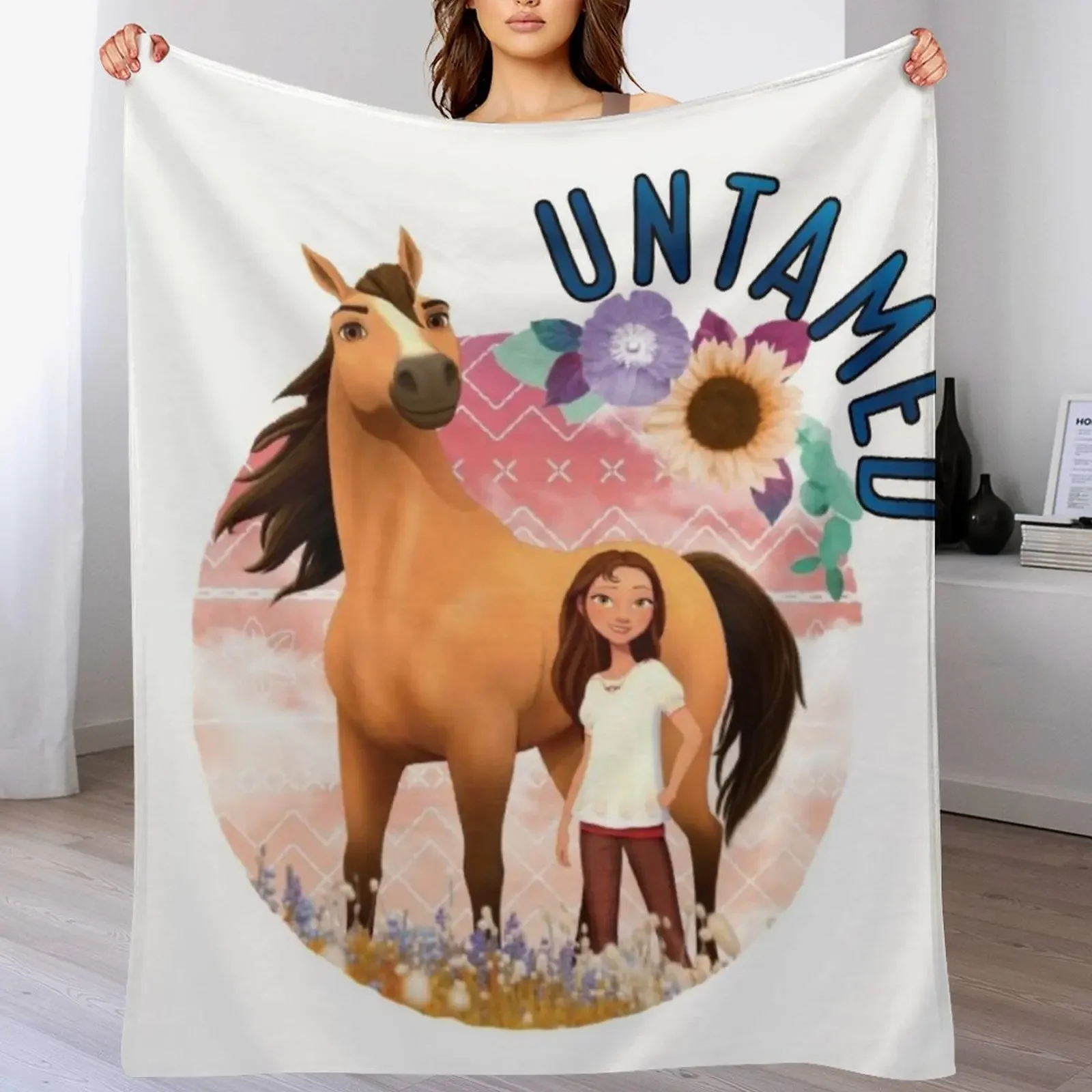 Untamed spirit riding free Throw Blanket Spring Fall Cozy Throw Blanket for Couch