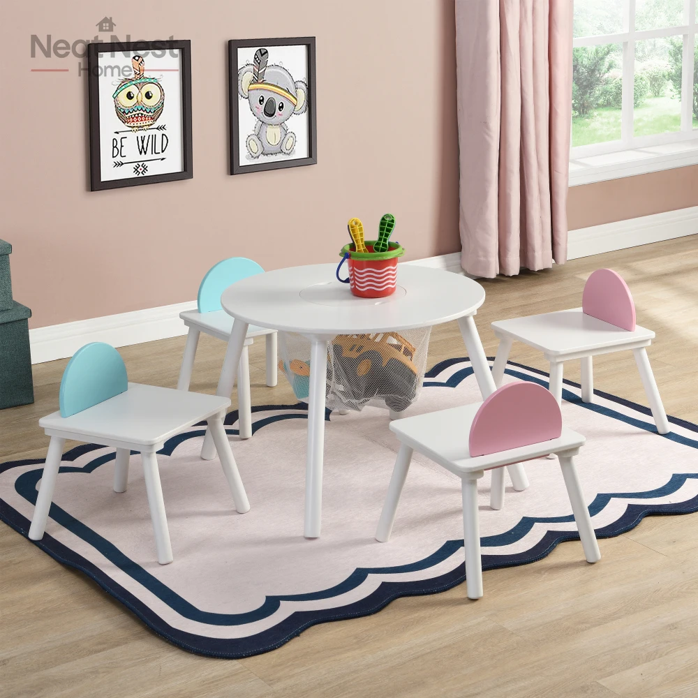 

MULTI-FUNCTIONAL Children's panel table with 4 chairs,outdoor/indoor furniture,Quality children tables and stool,Easy To Install