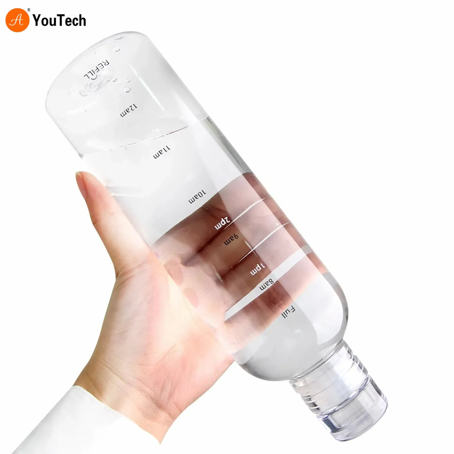 500/ 750ml PC Plastic  with Time Marker  Large Capacity Leakproof Drink Bottle Gym Sport Water Bottles