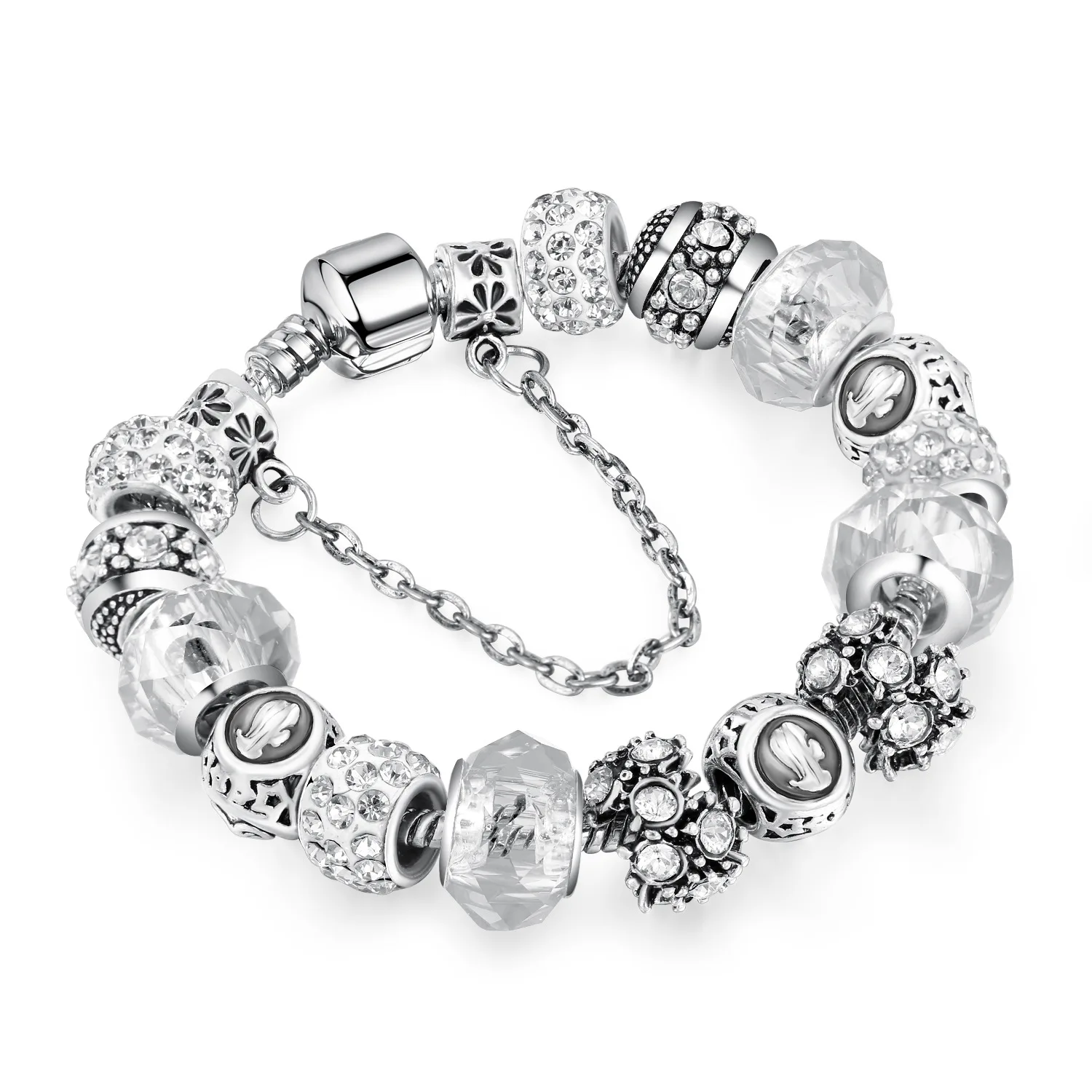 Original New Woman's Fashion Jewelry Crystal Zircon Beads Signs Zodiac Charm Bracelet RJ201