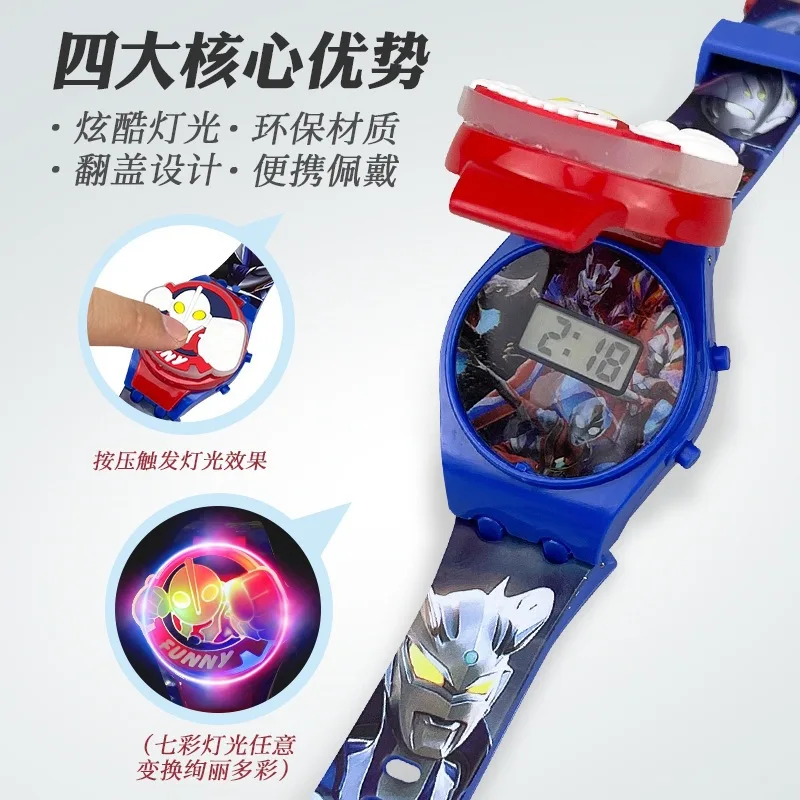 마블 스파이더 맨 시계 음악 프로젝터 장난감 애니메이션 스파이더 맨 디지털 시계 손목 시계 피규어 아이언 맨 전자 시계 선물