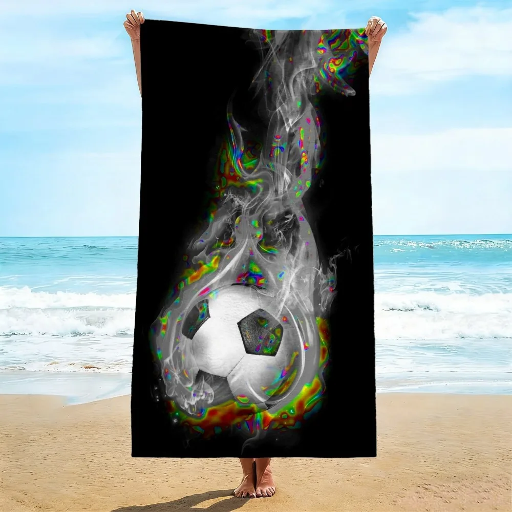 

Пляжное полотенце Dynamic Sports, банное полотенце с принтом футбольного мяча и эффектом искр на черном фоне, стильное пляжное одеяло для футбольных фанатов, 1 шт.