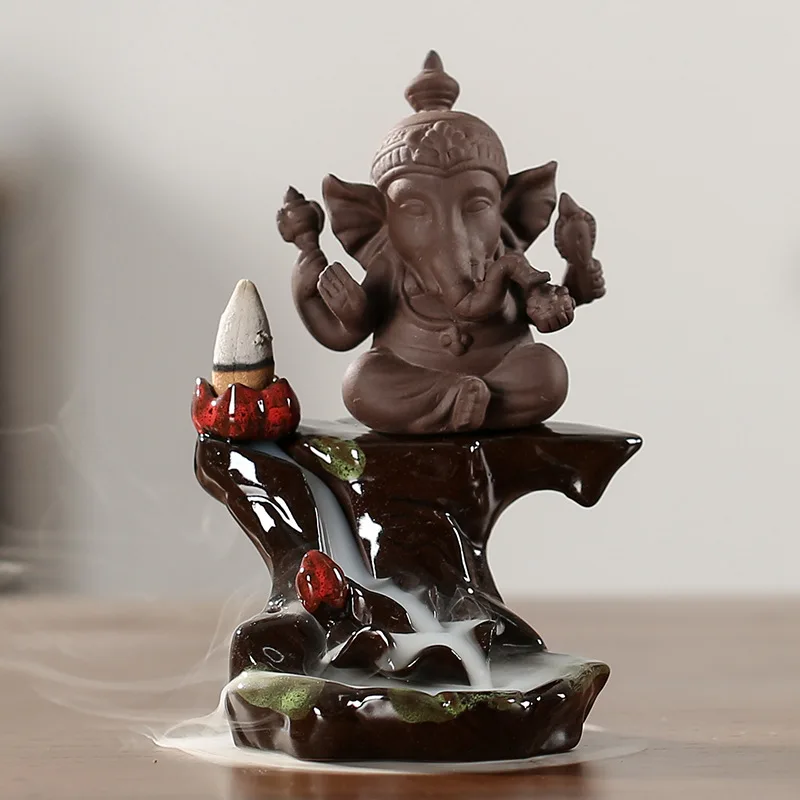 

Indian Ganesha Backflow Incense Sandalwood Burner Creative Home Gift Small Ornament
