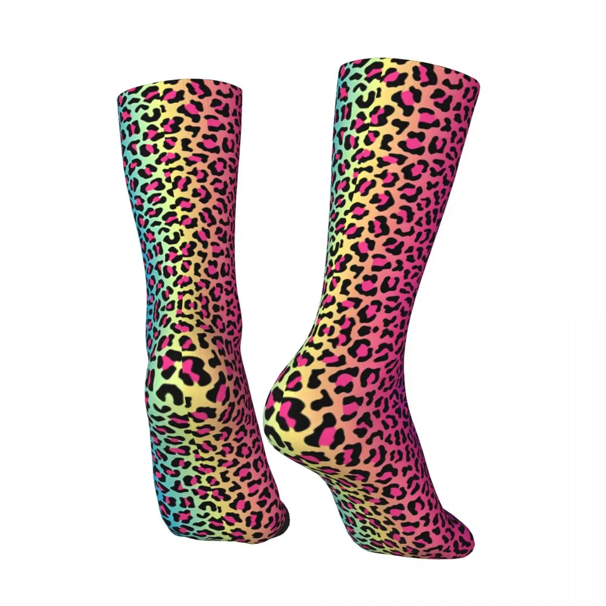 Couple Socks Rainbow Cheetah Stockings Autumn Kawaii Soft Socks Pattern Outdoor Anti Sweat Socks