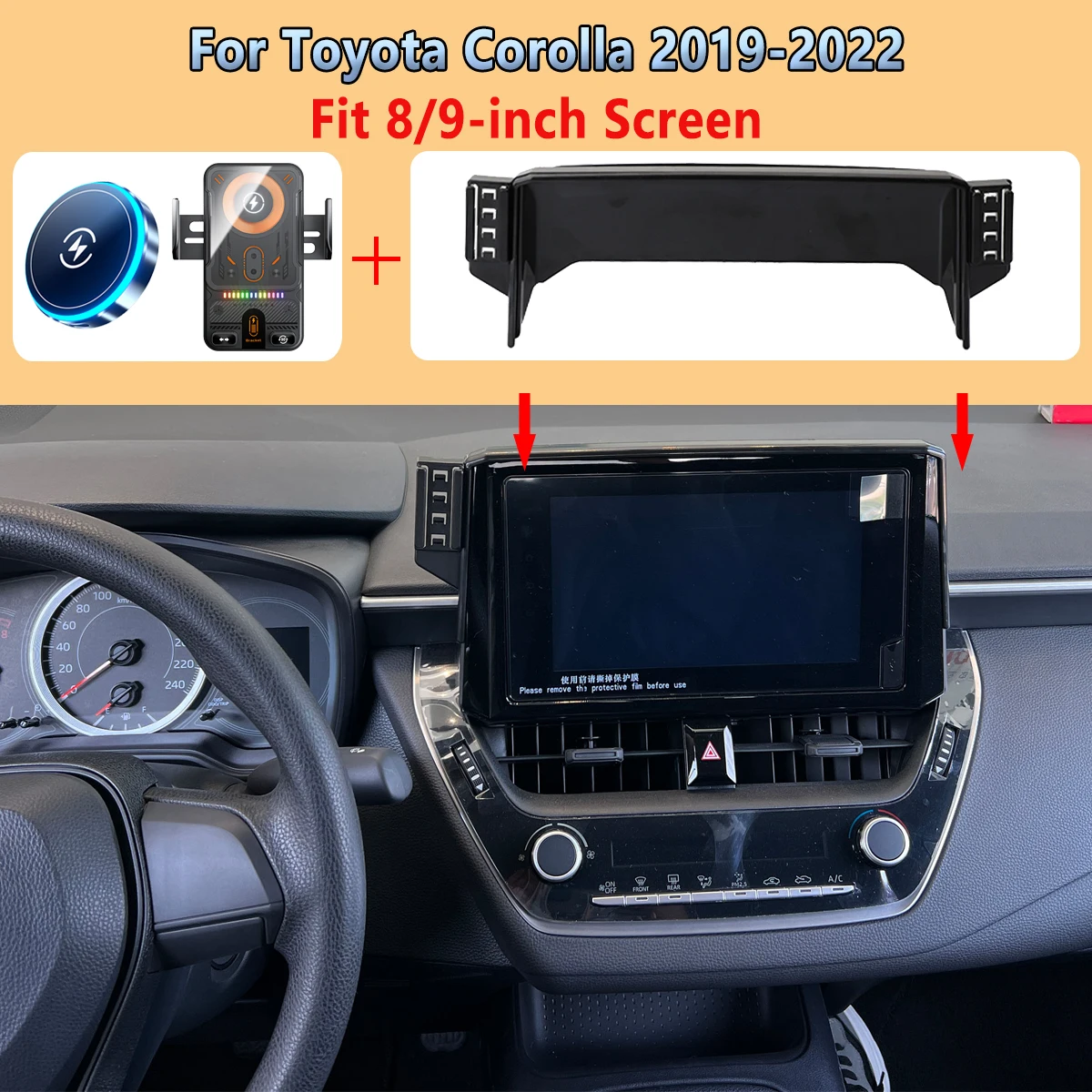 Auto-Handyhalterung für Toyota Corolla 2019 2020 2021-2022, magnetisch, 15W kabelloses Laden, Dual-Halterung, Auto-Handyhalterung