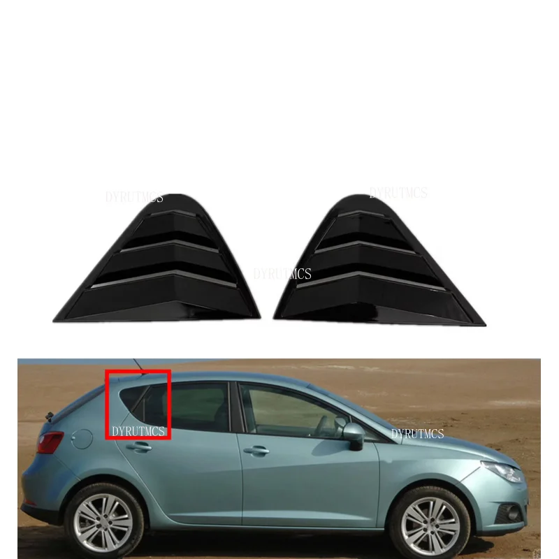 Car Rear Louver Window Side Shutter Cover  Fit For Seat Ibiza 2008 2009 2010 2011 2012 Trim Sticker Vent Scoop ABS Carbon Fiber
