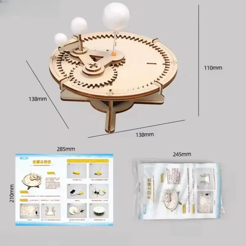 DIY Sonnensystem-Modell Mechanisches Set Astronomie Sonne Erde Mond Planet STEM Experiment Spielzeug-Set Wissenschaftliche Bildung Holzpuzzle