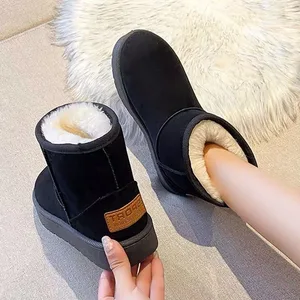 Botas femininas de neve de inverno, sapatos de algodão, mais velo, espessadas, quentes, achatadas, curtas, antiderrapantes, Novo, 2022 10 principais vendas botas feminina plus size - №6