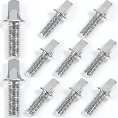 

10pcs Drum Screw M6X15Mm Silver Plated Iron Replacement For Bass Snare Drum Hardware Durable Smooth Surface No Burrs Percussion