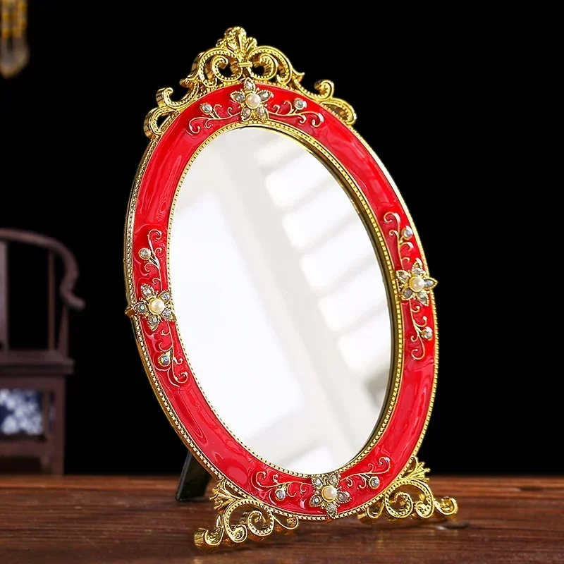 Wedding dowry bride makeup mirror red mirror wedding supplies, a pair of European-style small high-end dowry Daquan wedding