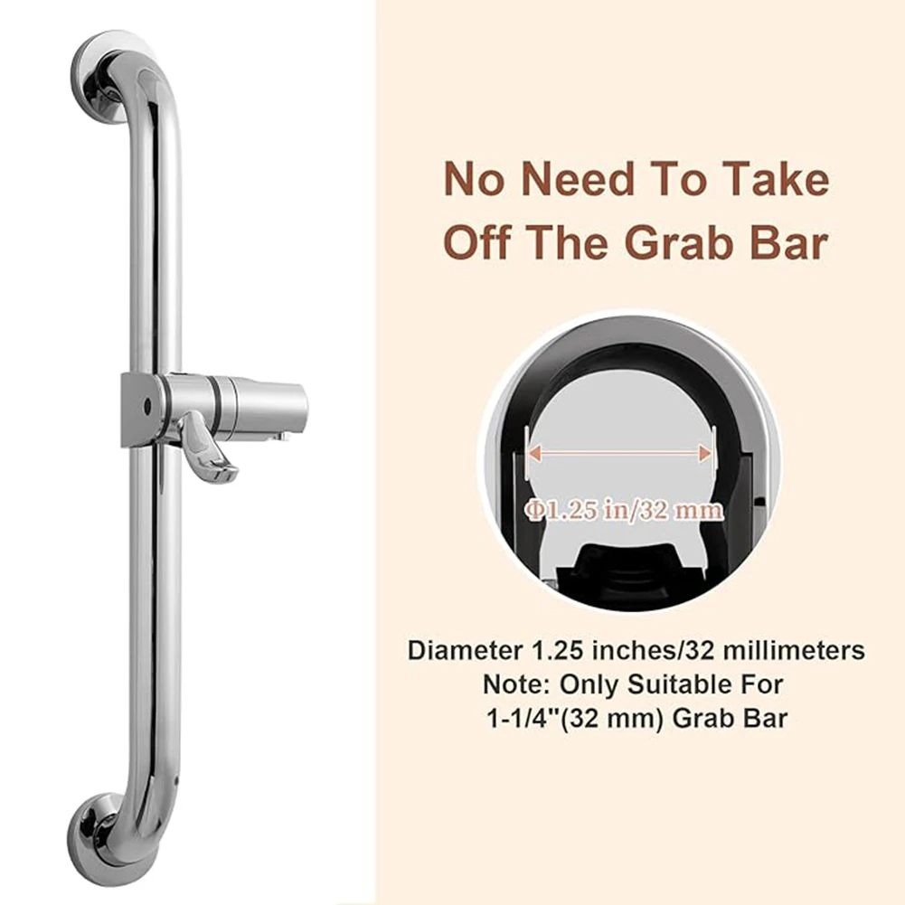 360 Degree Pivot Shower Head Bracket Compatible with Common Shower Rod Sizes and Existing Bathroom Safety Equipment