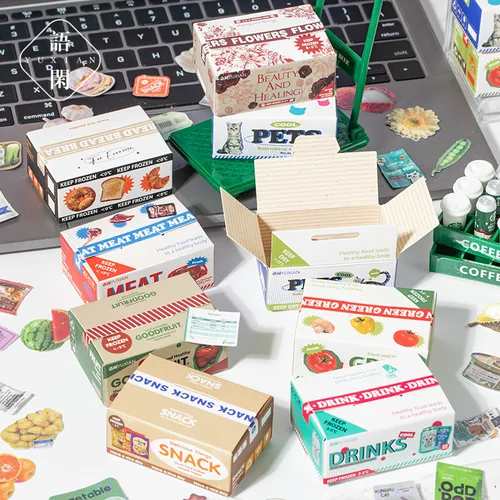 Imagen 2 del producto 50 unids/set Mini pegatina Retro japonesa para diario pan vegetal Snack serie pegatina para álbum de recortes DIY pegatina de papelería