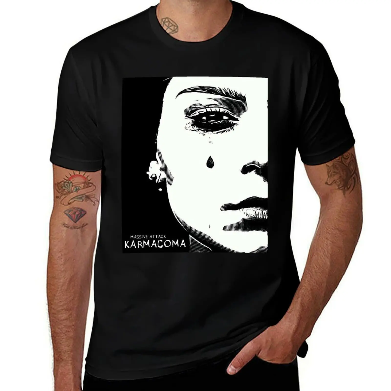

MASSIVE ATTACK TEARDROP KARMACOMA PRINT T-Shirt cotton tshirt 100% t shirt for man 100 percent cotton T-Shirt