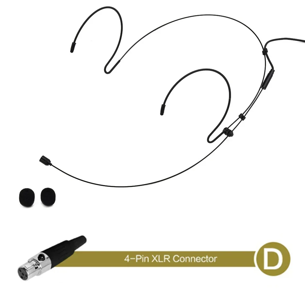 Double Earhook Headset Mic Headworn Microphone For For Wireless With 2* Microphone Cover