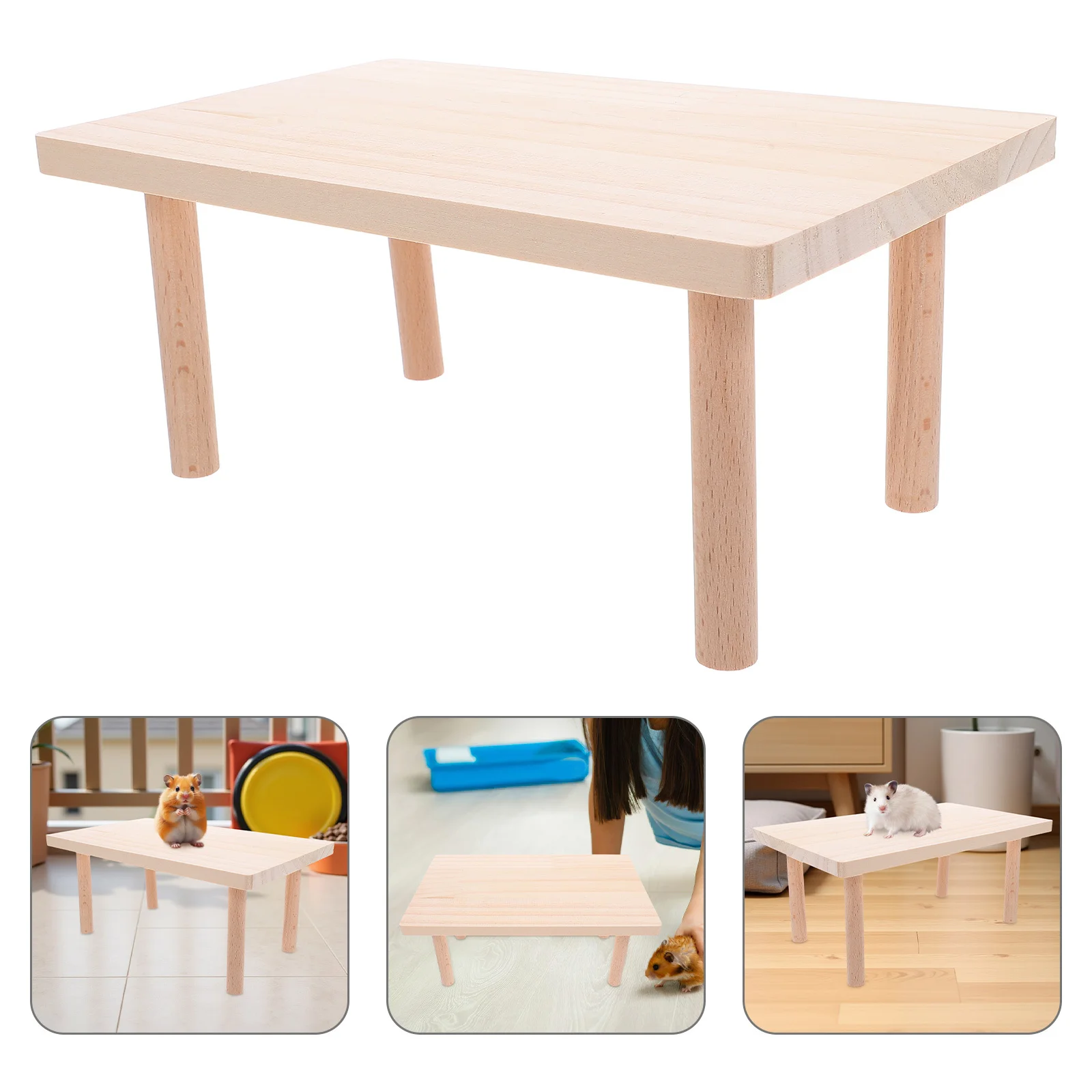 

2Pcs Anti-Biting Wooden Hamster Environment for Play and Exercise Hamster Platform Hedgehog Playing Board