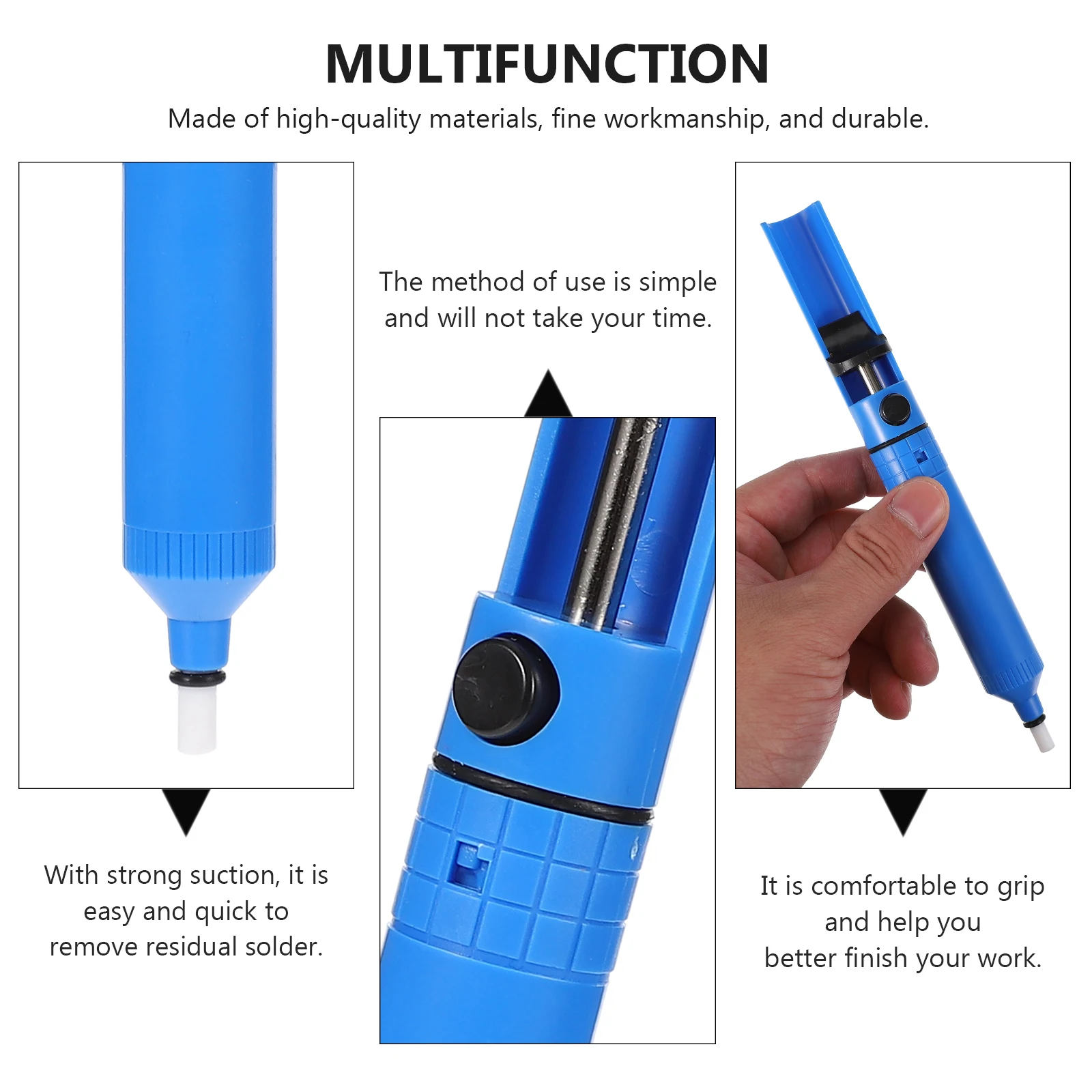 2pcs Solder Removal Tool ABS Plastic PTFE Practical Compact Lightweight Comfortable Grip Strong Suction Easy Residual
