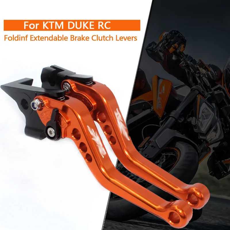 For 125Duke 200Duke 250Duke 390Duke Duke 125 200 250 390 Motorcycle short Adjustable brake clutch lever With LOGO DUKE