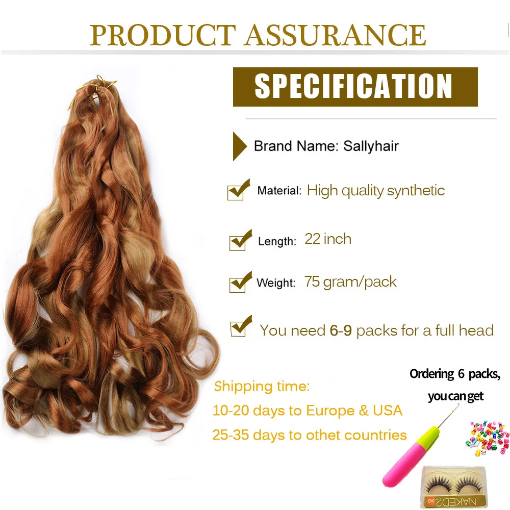 SallyHair Spiral Curls Synthetic Crochet Braiding Hair 22/24Inch Curly Braiding Hair Pre-Stretched Braiding Hair For Women