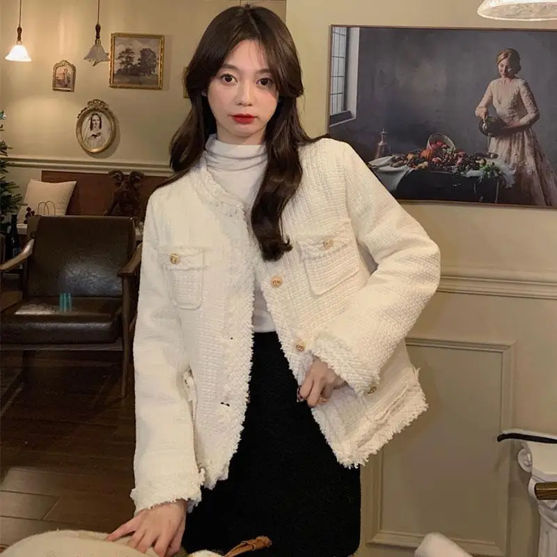 Xiaoxiangfeng Jacket Women's Versatile New Explosive Young Luxury High-end Coarse Woolen Casual Short Jacket