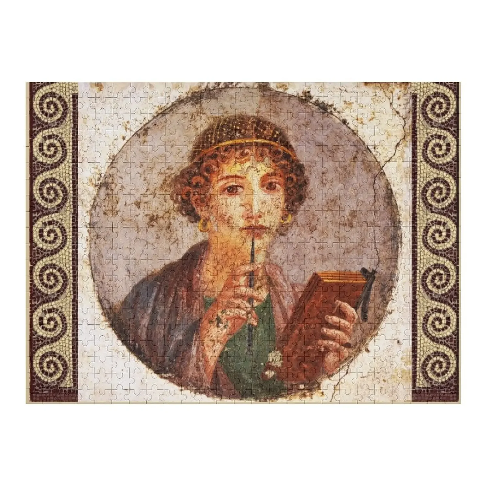 

SAPPHO POMPEII FRESCO Antique Roman Wall Painting Jigsaw Puzzle Wooden Name Custom Personalized Custom Gift Puzzle
