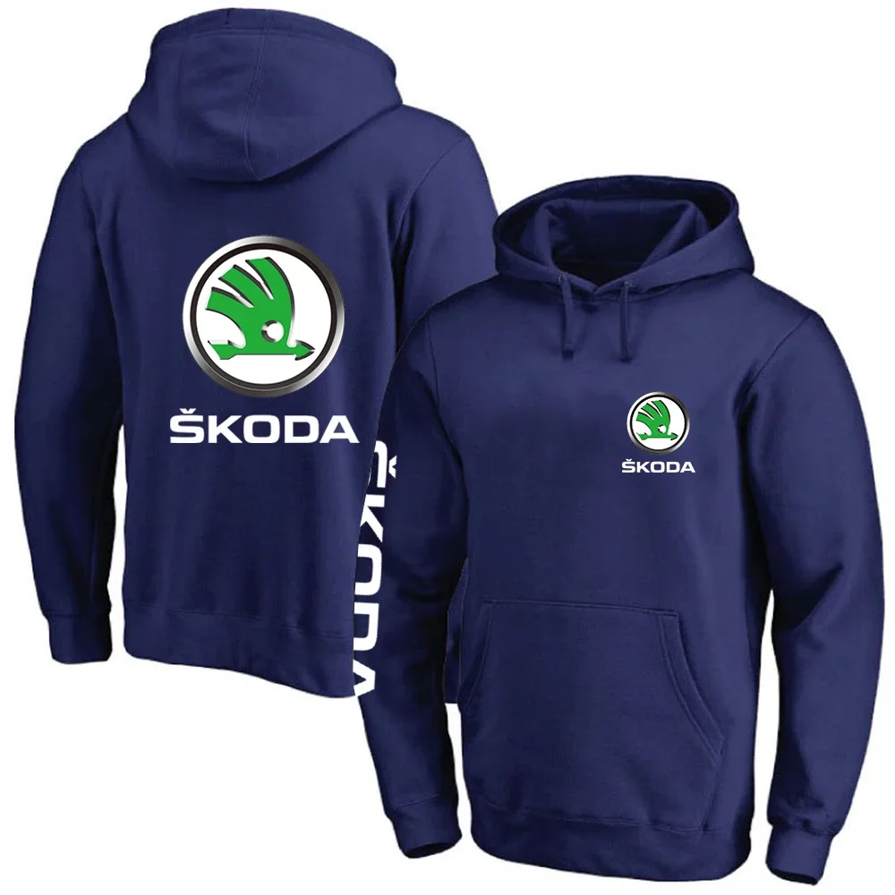 Skoda Logo Autumn 2023 Hoodies Pullover Fleece Cotton Sweatshirts Casual Fashion Fashion Hip Hop design Hooded Coats