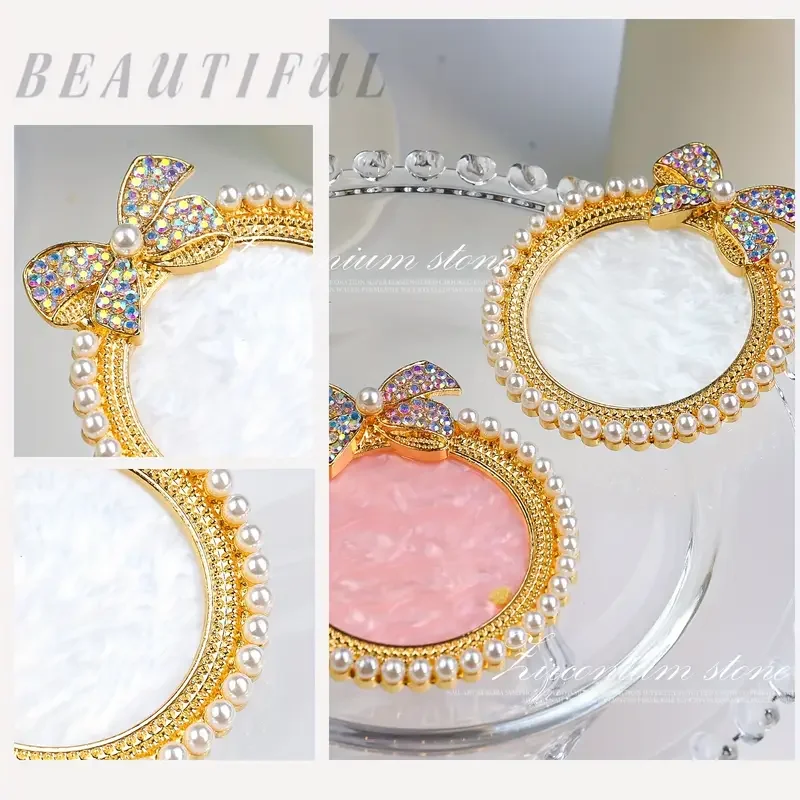 1 elegant pearl and rhinestone nail enhancement palette - diamond base heart-shaped rose gold foundation make-up - square antiqu