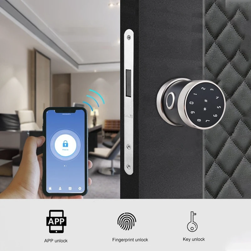 Apartment Wooden Door Combination Lock With Keypad+Bluetooth+IC Card For Home Apartment Hotel Office