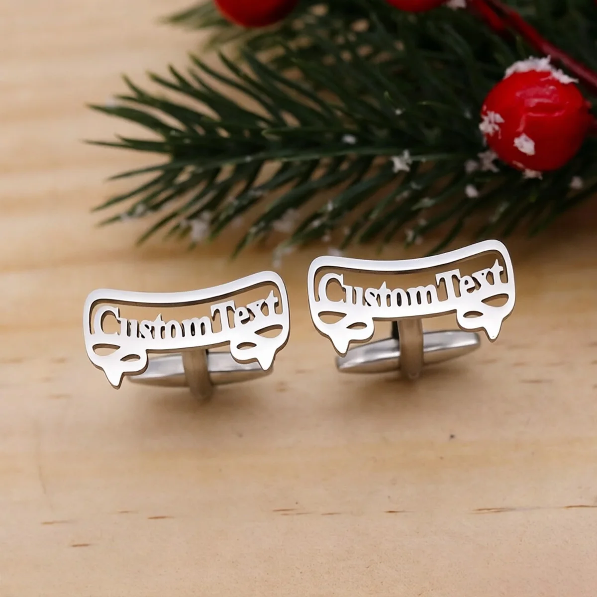 Personalized Engraved Name Cufflinks Handwriting Script Custom Cuff Links Gentleman Suit Accessory Father's Day Birthday Gift