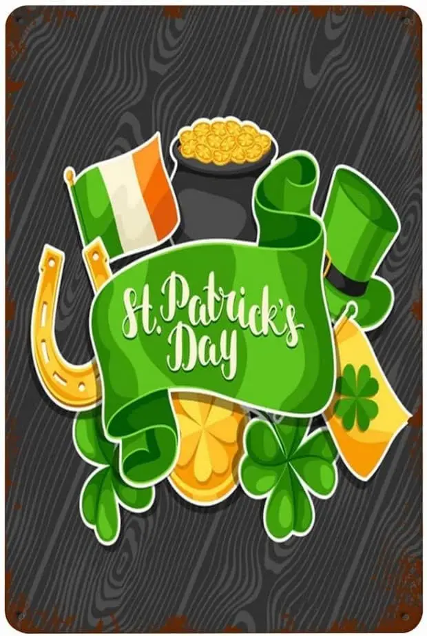 Metal Tin Signs Vintage Funny Happy St. Patrick's Day Irish Shamrock For Home Office Coffee Bar Club Pub Metal Sign Funny H sign