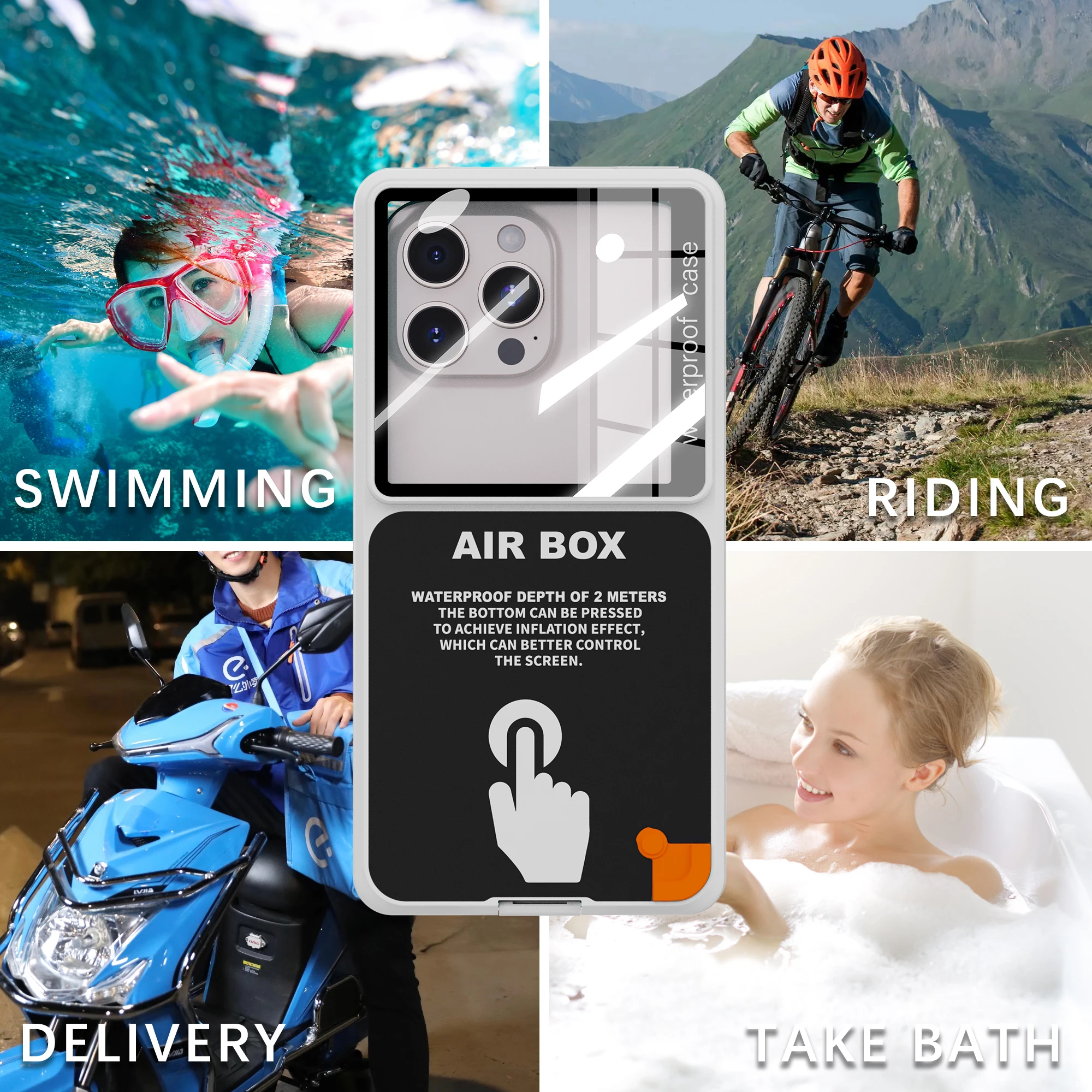Touchscreen IP68 Wasserdichte Handytasche, Unterwasser-Schutzhülle mit Trageband, geeignet für Handys bis 6,9 Zoll. – Detail 1