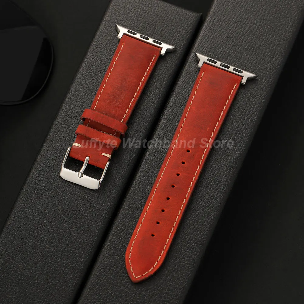 Modisches, bequemes Crazy-Horse-Lederarmband für Apple Watch 1-11 Ultra SE Herren-Uhrenarmbänder 38-49mm für iWatch
