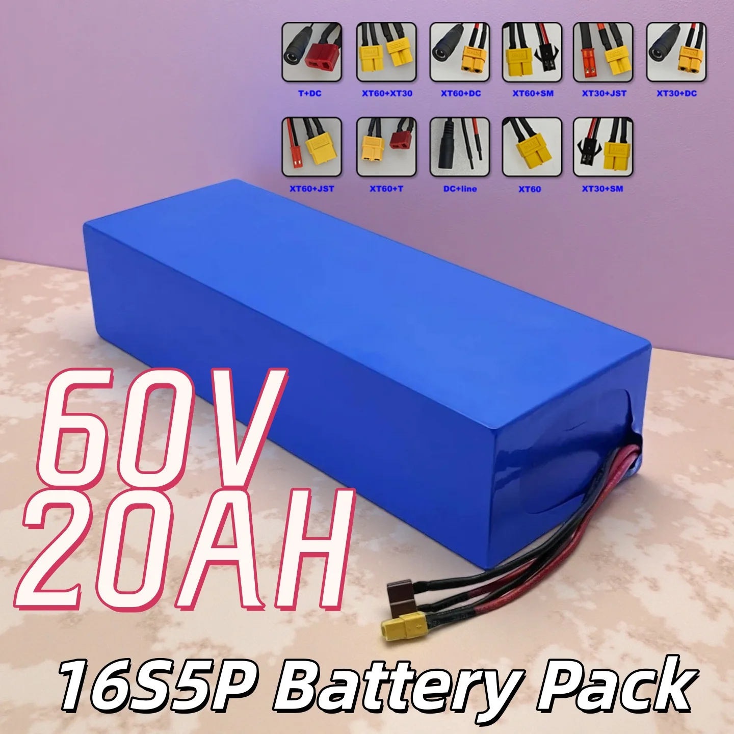 16S5P 60V 20000mAh Lithium Battery Pack 18650 Rechargeable Battery Equipped with BMS Suitable for Various Electric Vehicles
