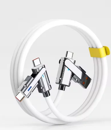 STLF 100W 2 in 2 PD Fast USB Cable Retractable Data Cable Portable 4-in-1 Micro USB Type C Charge Cable
