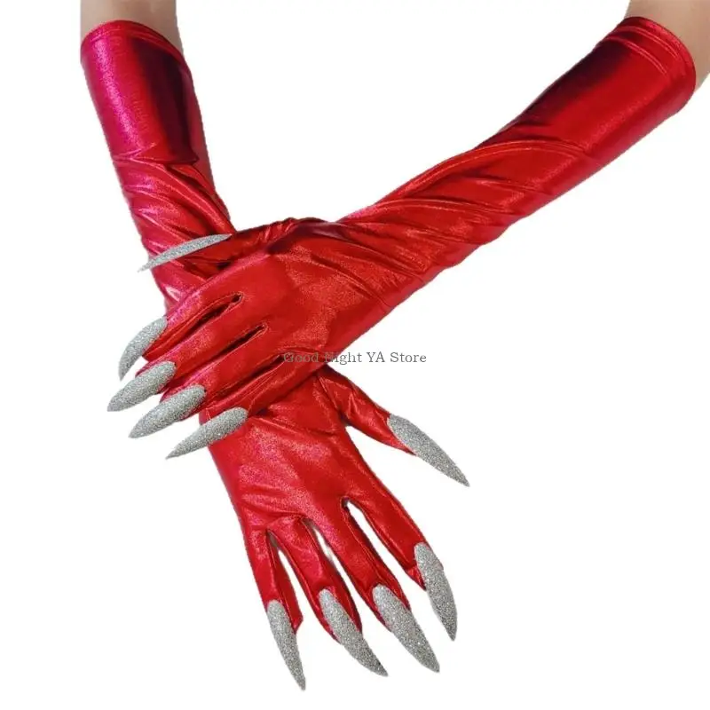 Scary Clawed Gloves Elastic Fabric Practical Halloween Role Play Accessory