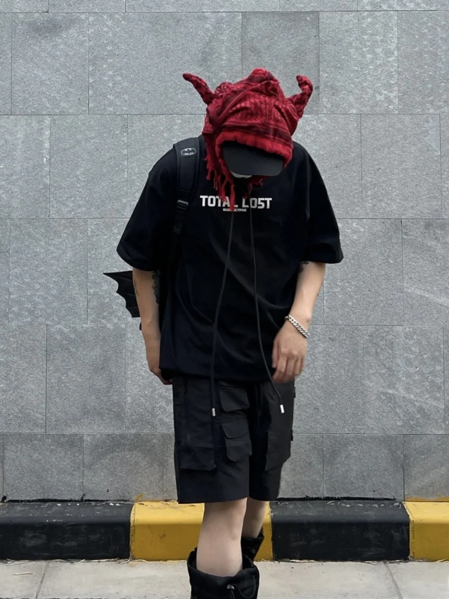 شورتات عمل غير رسمية على الطراز الأمريكي للرجال صيفية فضفاضة بتصميم خارجي شورتات عالية الشارع بخمسة جيوب للشباب نمط نشط