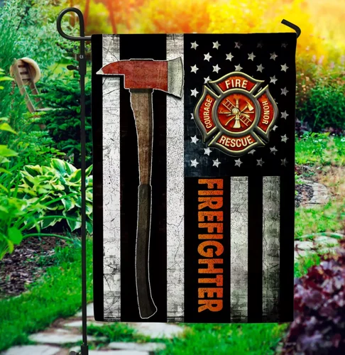 Firefighter American Flag Thin Red Line With Axe Garden Flag Fireman House Flag AAV