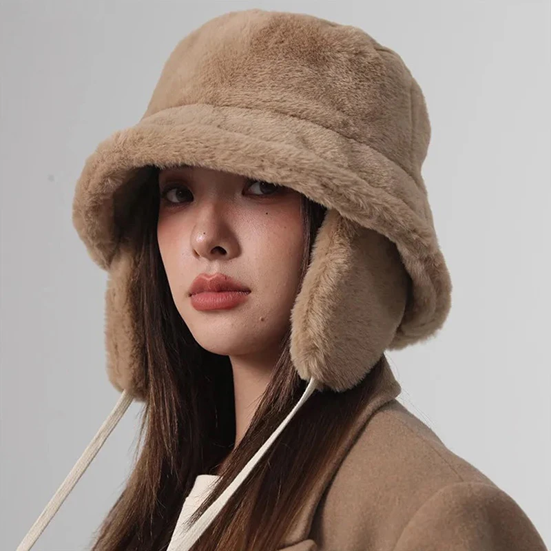 

Plush Fisherman Hat Women Autumn And Winter Basin Hat Casual Bucket Hat