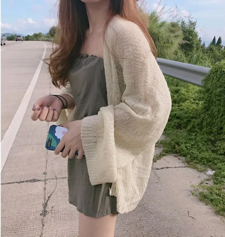 Classic retro style lazy and loose versatile slim sun-proof clothing cardigan for women