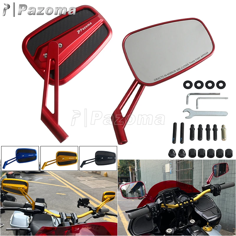Pazoma Side Mirror Motorcycle Rear View Mirror Adjustable Rearview Mirror For Harley Sportster Softail Dyna Touring BMW Kawasaki