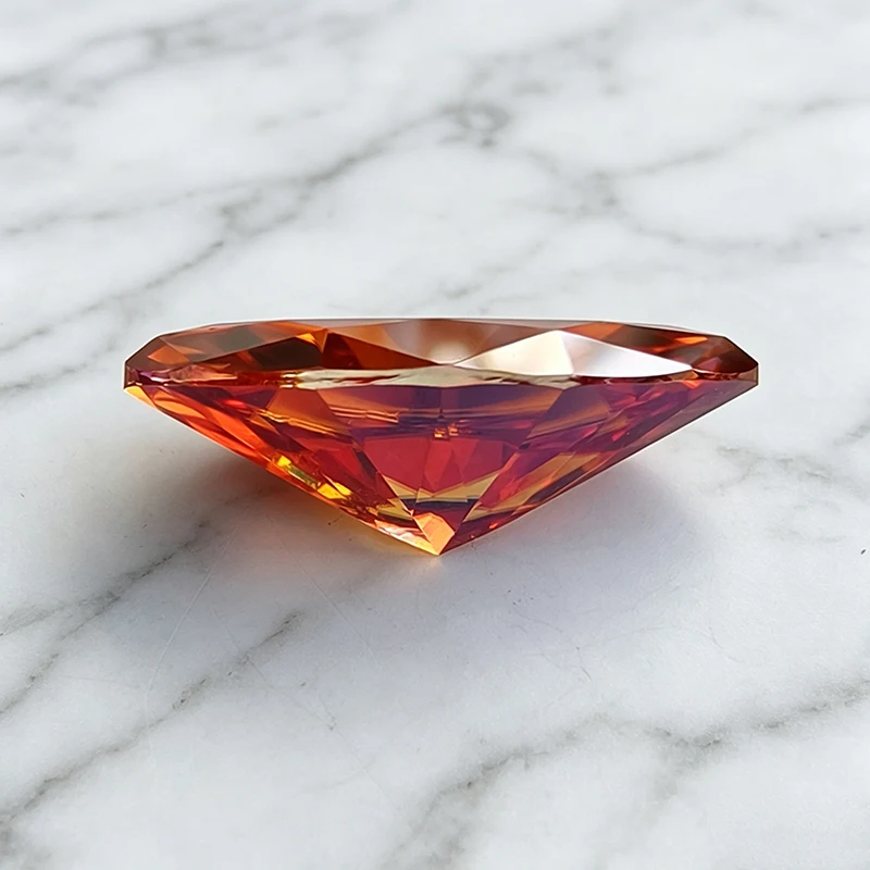 Moissanite Stone Marquise Cut Orange Color Charms Gemstone for DIY Jewelry Making Materials Pass Diamond Tester with Certificate