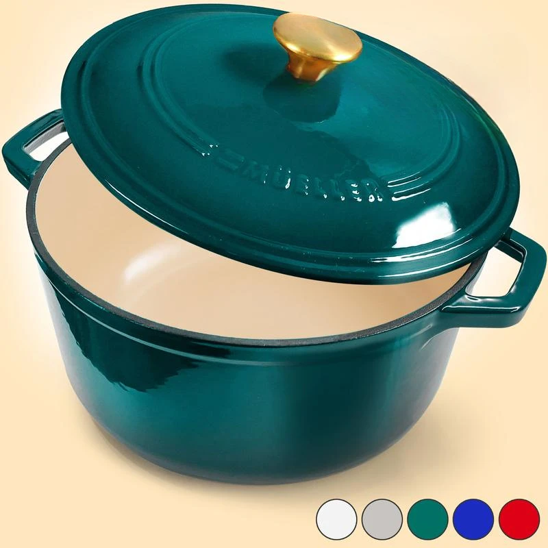 Enameled Cast Iron Round Dutch Oven with Lid and Dual Handles,6-Quart,Cast Iron Oven Pot with Lid,Braiser Pan,Safe for Cooktops