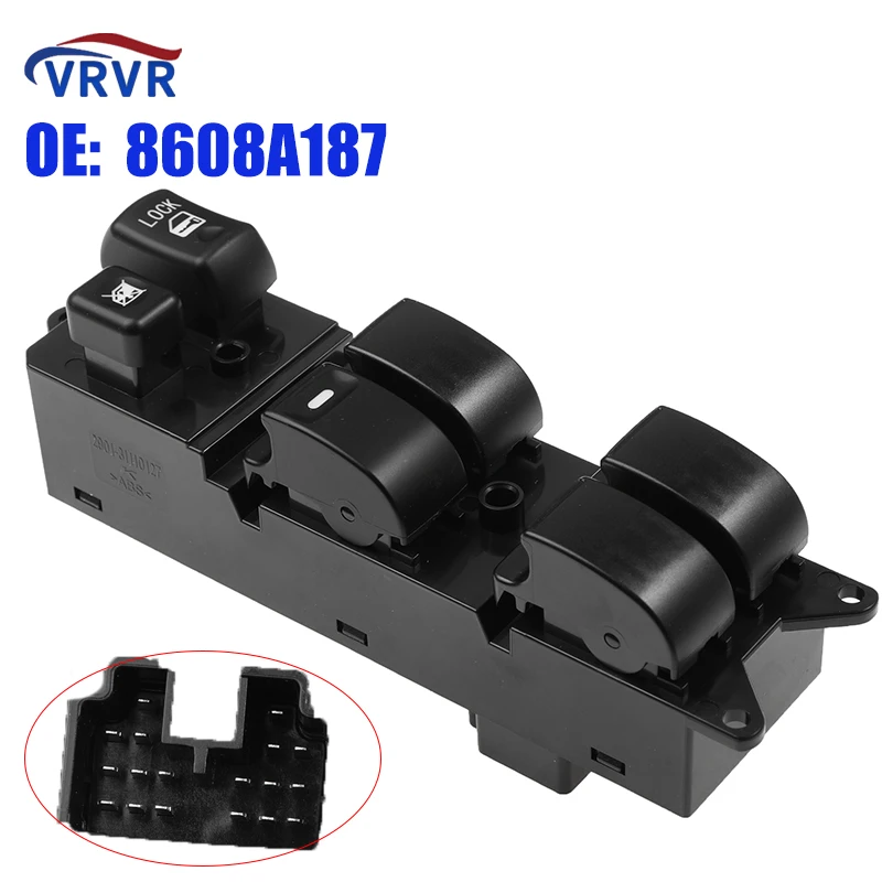 VRVR 8608A187  Front Door Master Power Window Switch 8608A207 8608A044 For 2007-2013 Mitsubishi  ASX Outlander Sport