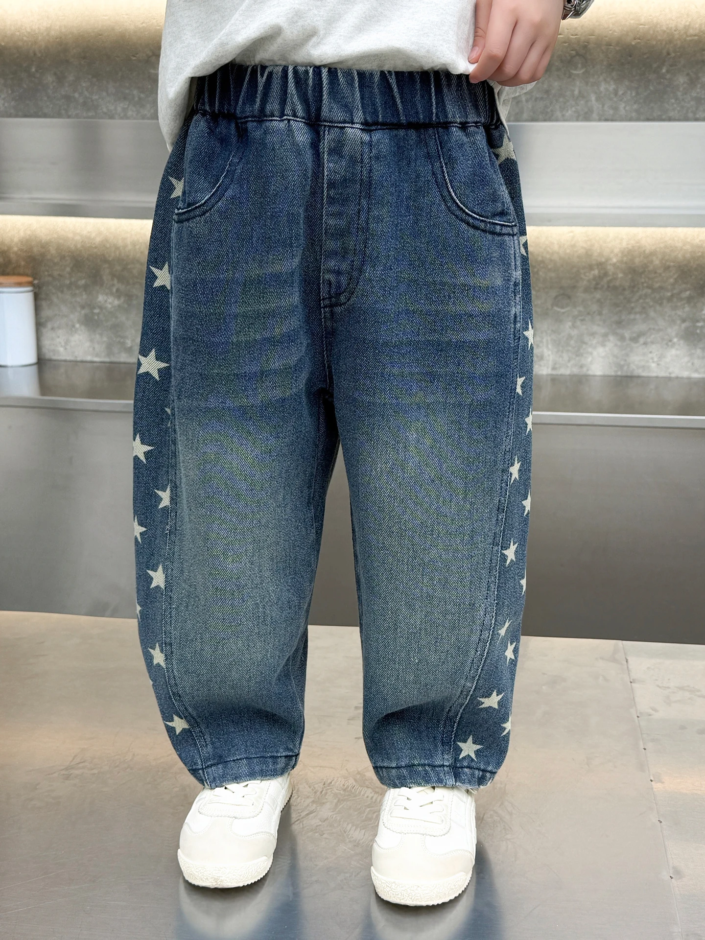 

Boys Spring Autumn Loose Fit High Waist Denim Jeans Children's Long Trousers Trendy Kids Faion Baby Outfit Boy's Cargo Pants