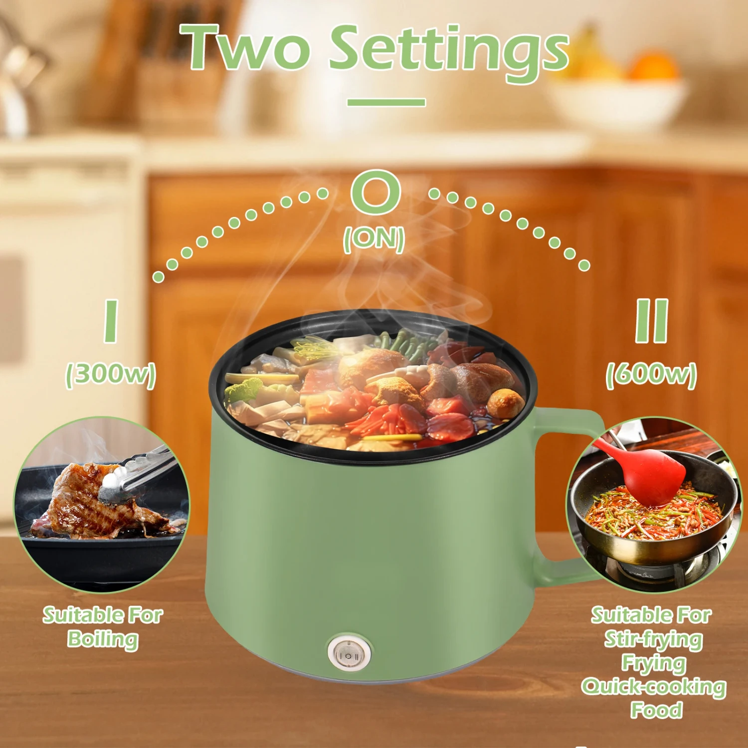 다기능 쿠커 220V 더블 레이어 쿠커 붙지 않는 냄비 팬 가전 제품 1.7L 주방 냄비 1-2 명