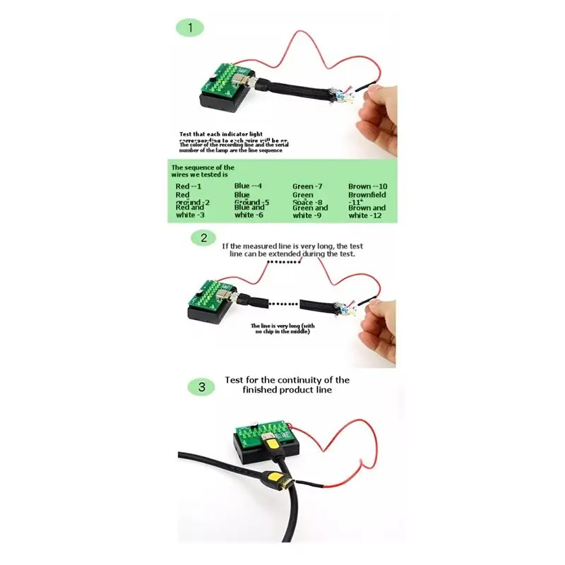 (A60I] -Compatible Cable Tester/Test Card Wiring Sequence Measurement DIY Maintenance Detector HD Cable Tester Test Board