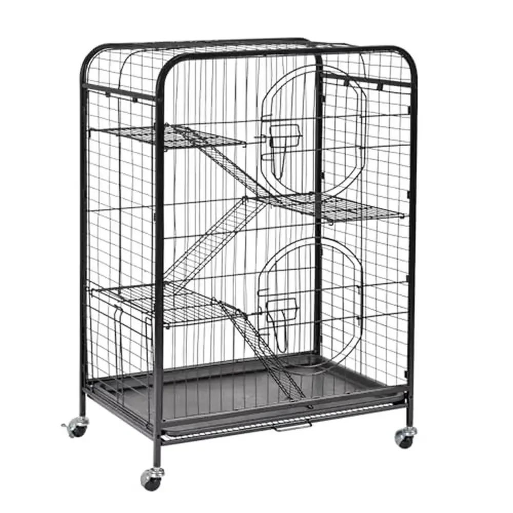 Metal Cat Playpen with 3-Level Platform Lockable Front Doors Indoor Cat Enclosure Cage