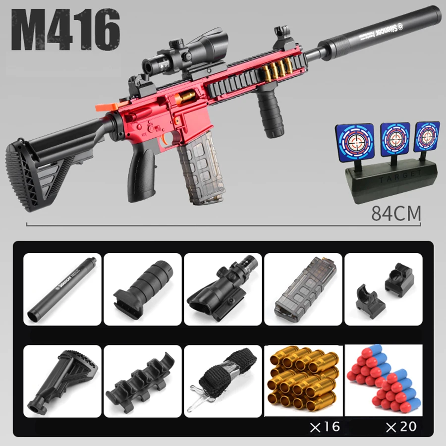 يمكن سحب مسدس لعبة رصاصة طرية جديدة على شكل قذيفة أمانًا ومرونة للغاية للأولاد ألعاب خارجية عبر الحدود الأكثر مبيعًا 98K&416 موديل كلاسيكي